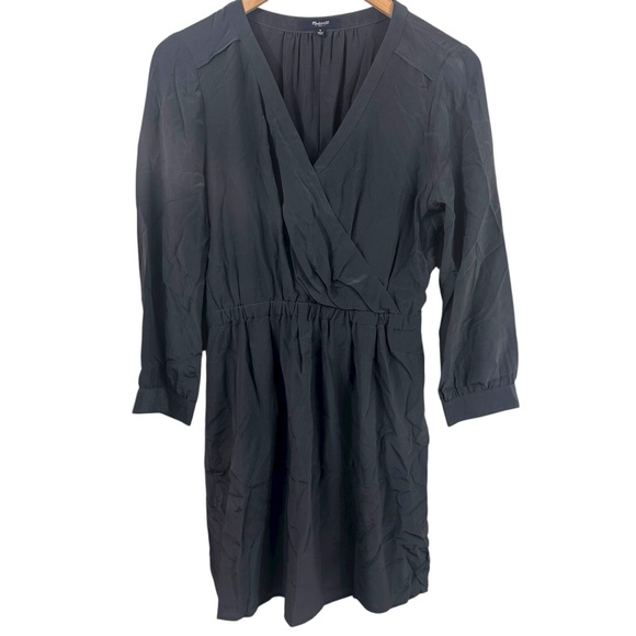Madewell Gray Silk Faux-Wrap Dress Size 6 - Picture 2 of 7
